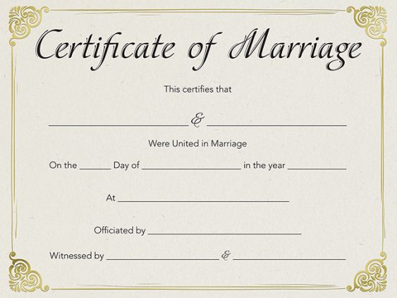 Novelty Marriage Certificate