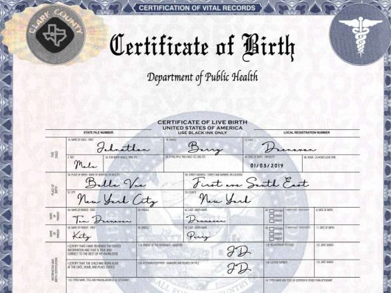 Novelty Birth Certificate